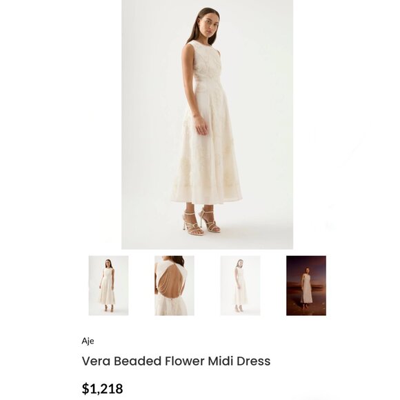 AJE Vera Beaded Flower Midi Dress Size XS, UK 6, US 2 - Picture 10 of 11